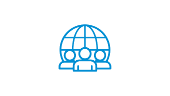 three person and globe at the back icon