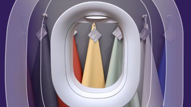 airplane cabin seat components on wall