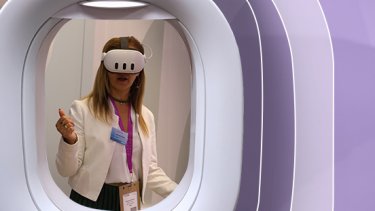 woman wearing vr glasses