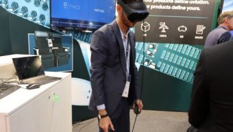 a man wearing a virtual reality glass