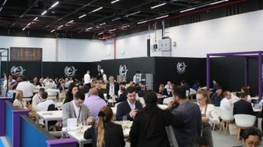 busy people meeting